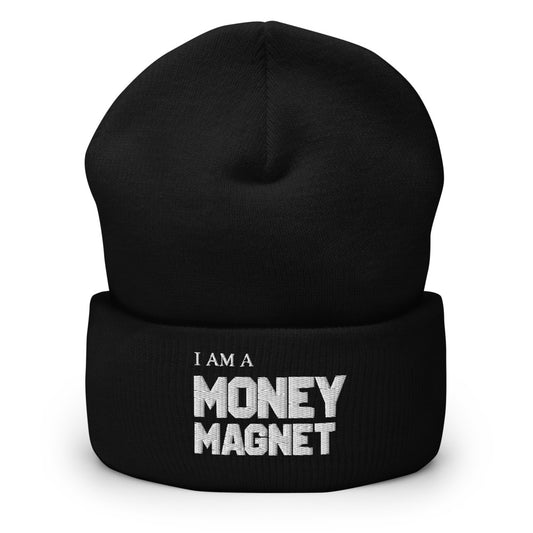 Motivational Beanie " I AM A MONEY MAGNET"  Inspiring Law of Affirmation Embroidery Cuffed Beanie