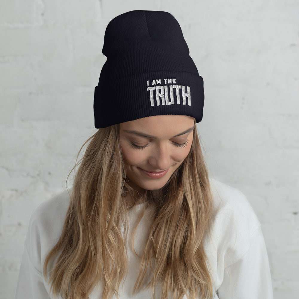 Motivational Beanie " I AM THE TRUTH" Inspiring Law of Affirmation Embroidery Cuffed Beanie