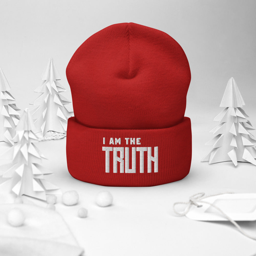 Motivational Beanie " I AM THE TRUTH" Inspiring Law of Affirmation Embroidery Cuffed Beanie