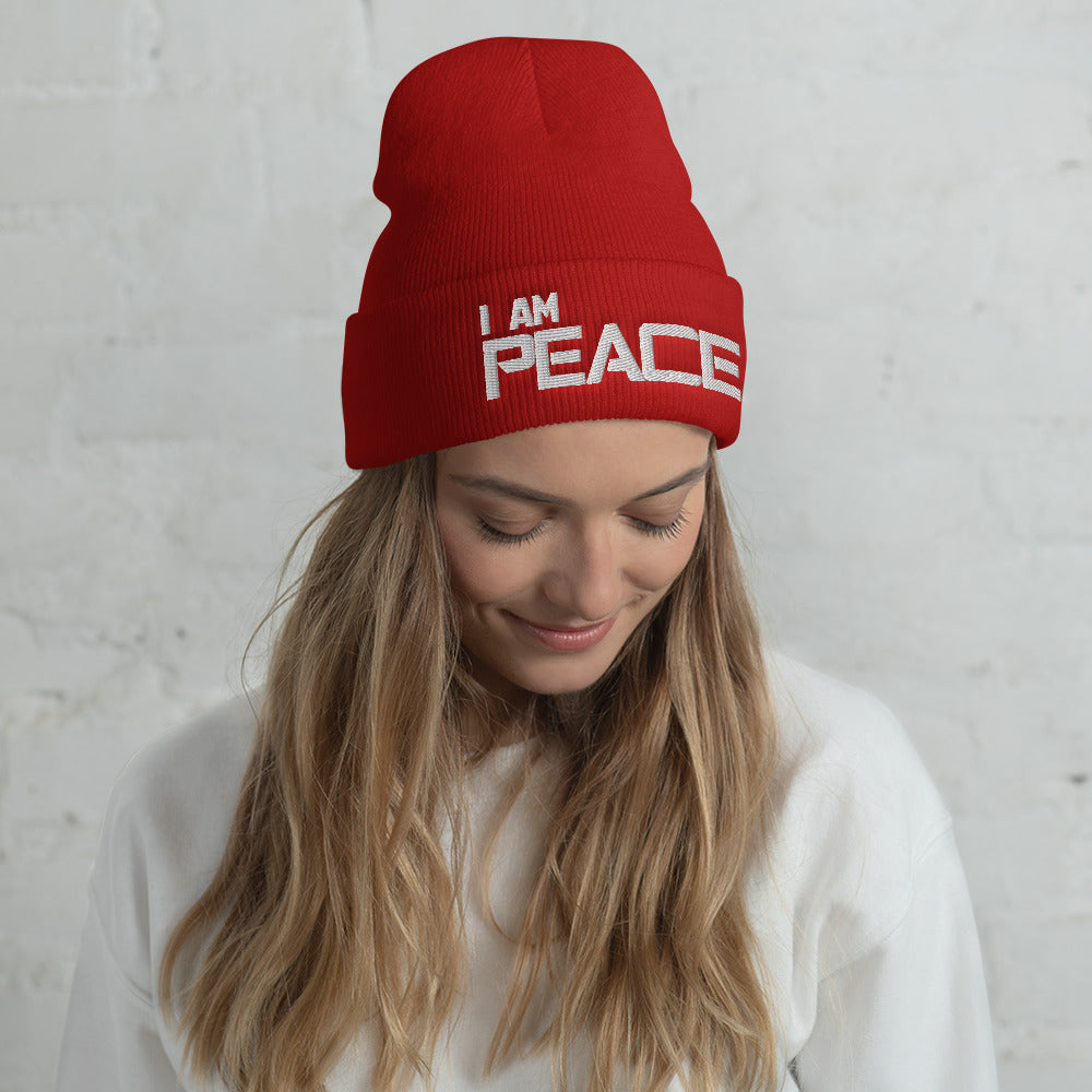 Motivational Beanie " I AM PEACE"  Inspiring  Law of Affirmation Embroidery Cuffed Beanie