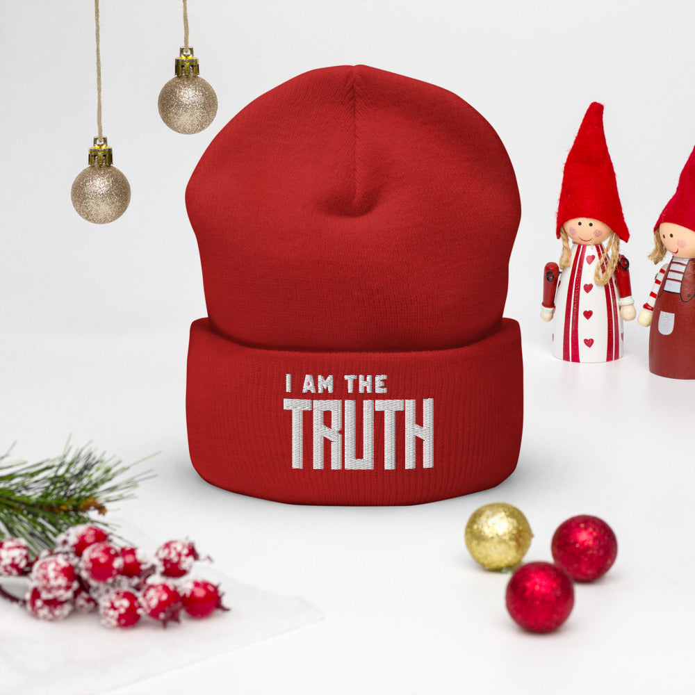 Motivational Beanie " I AM THE TRUTH" Inspiring Law of Affirmation Embroidery Cuffed Beanie