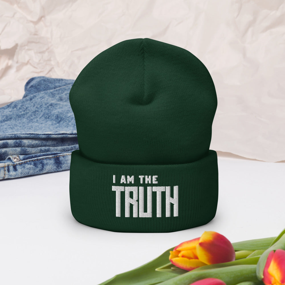 Motivational Beanie " I AM THE TRUTH" Inspiring Law of Affirmation Embroidery Cuffed Beanie