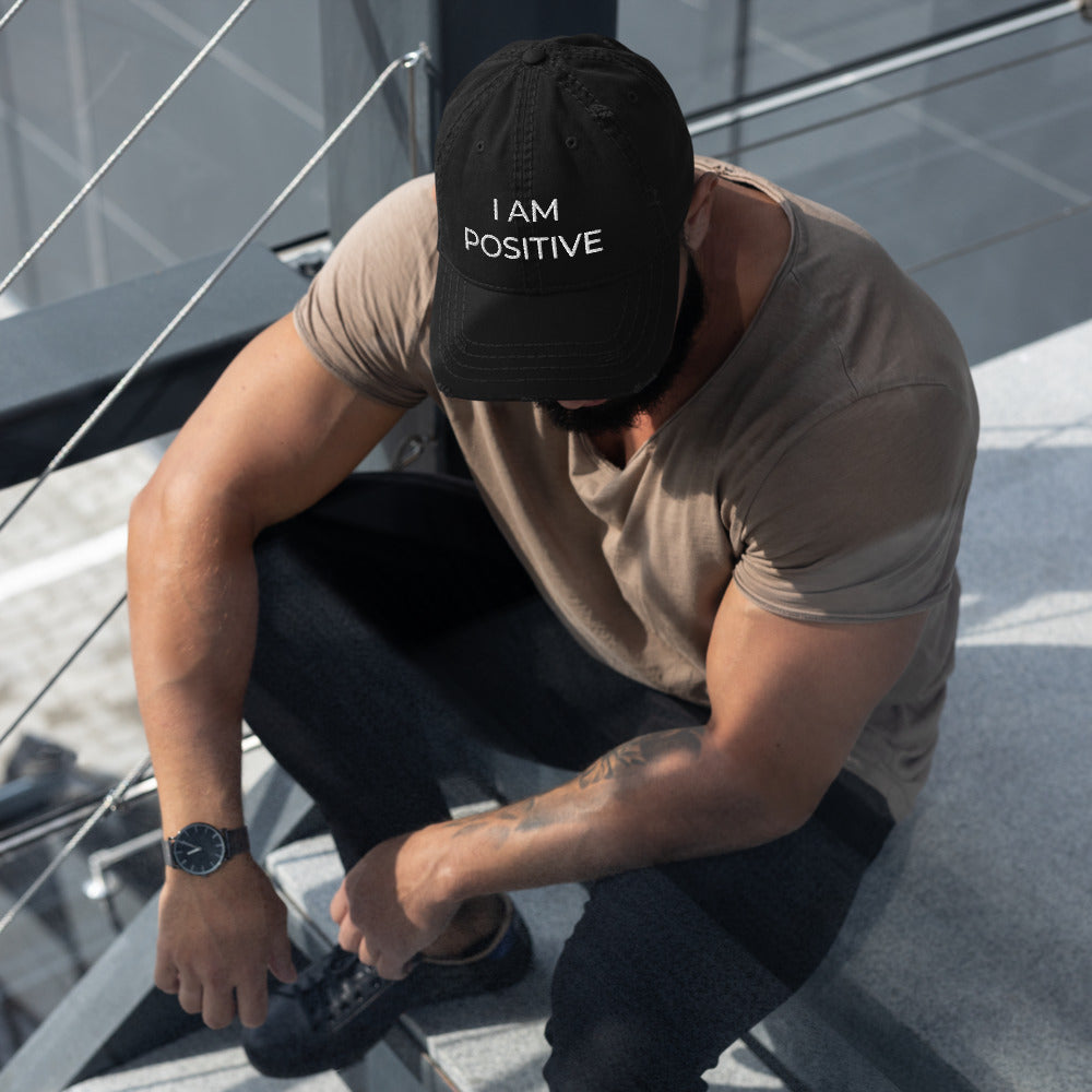 Motivational Cap "I am Positive" Law of Affirmation Distressed Dad Hat