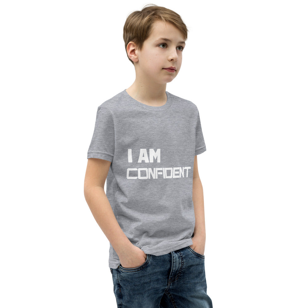 Motivational Youth  T-Shirt "I AM CONFIDENT"  Inspiring Law of Affirmation Short Sleeve Unisex T-Shirt for Youth