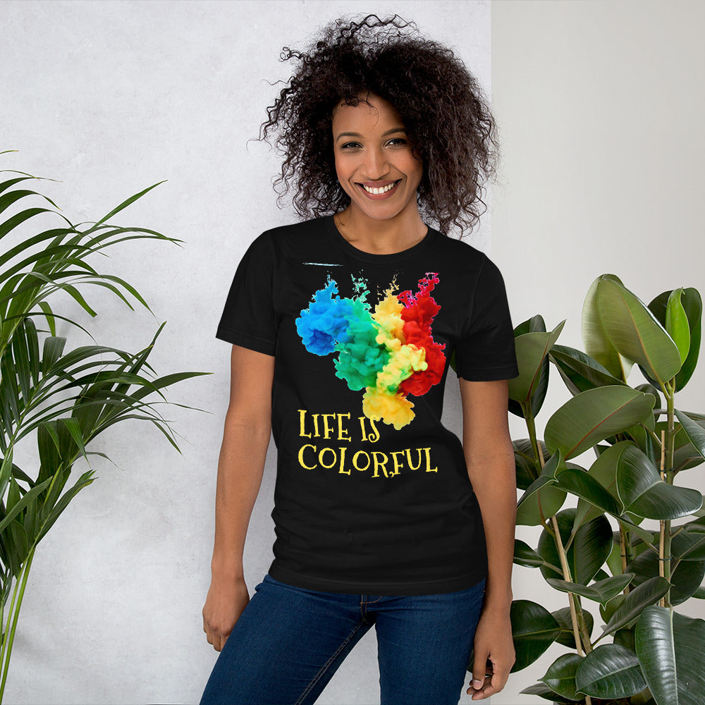 Motivational T-Shirt "LIFE IS COLORFUL" Law of Affirmation Short-Sleeve Unisex T-Shirt