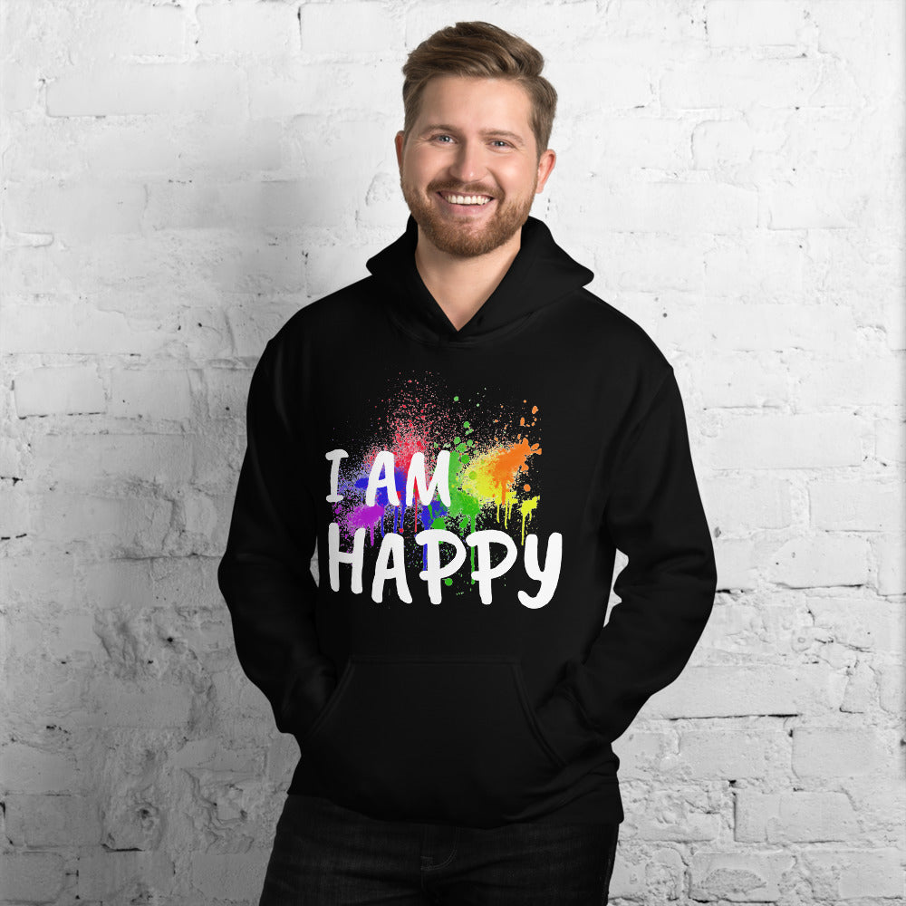 Motivational Unisex Hoodie "I AM HAPPY"  Law of Attraction Unisex Hoodie