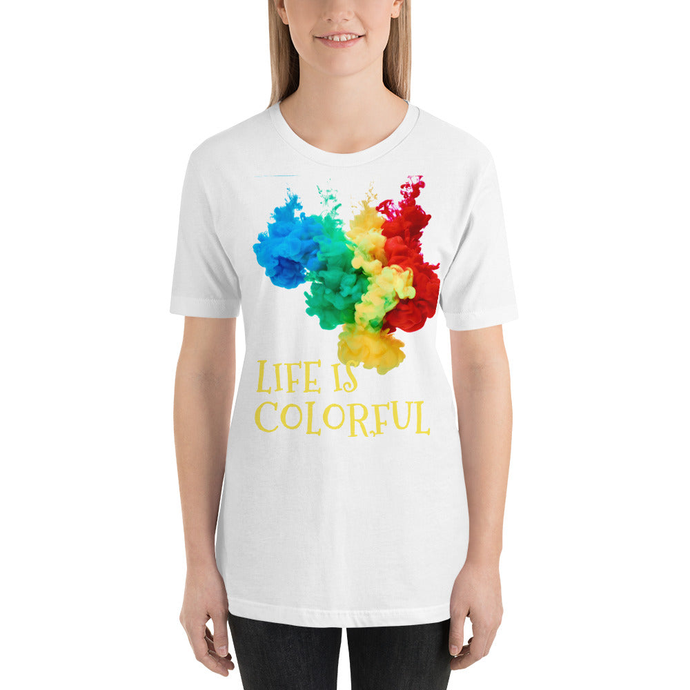 Motivational T-Shirt "LIFE IS COLORFUL" Law of Affirmation Short-Sleeve Unisex T-Shirt