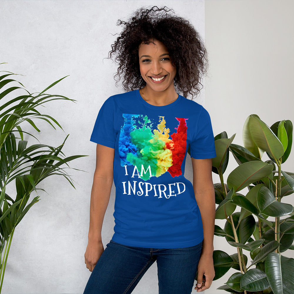 Motivational Unisex T-Shirt  "I AM INSPIRED" Law of Attraction  Short-Sleeve Unisex T-Shirt