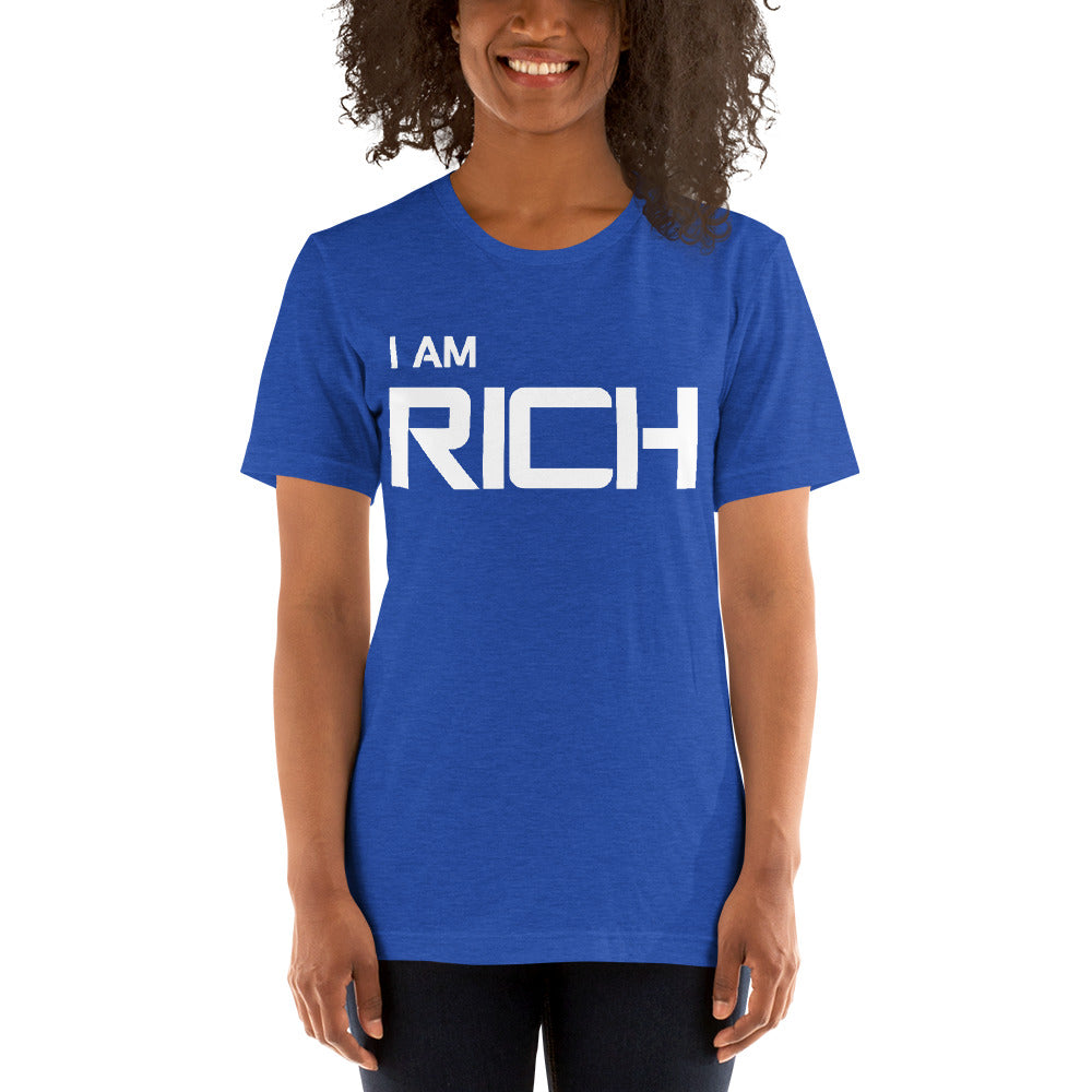 Motivational  T-Shirt. "I AM RICH" Law of Affirmation Short-Sleeve Unisex T-Shirt.