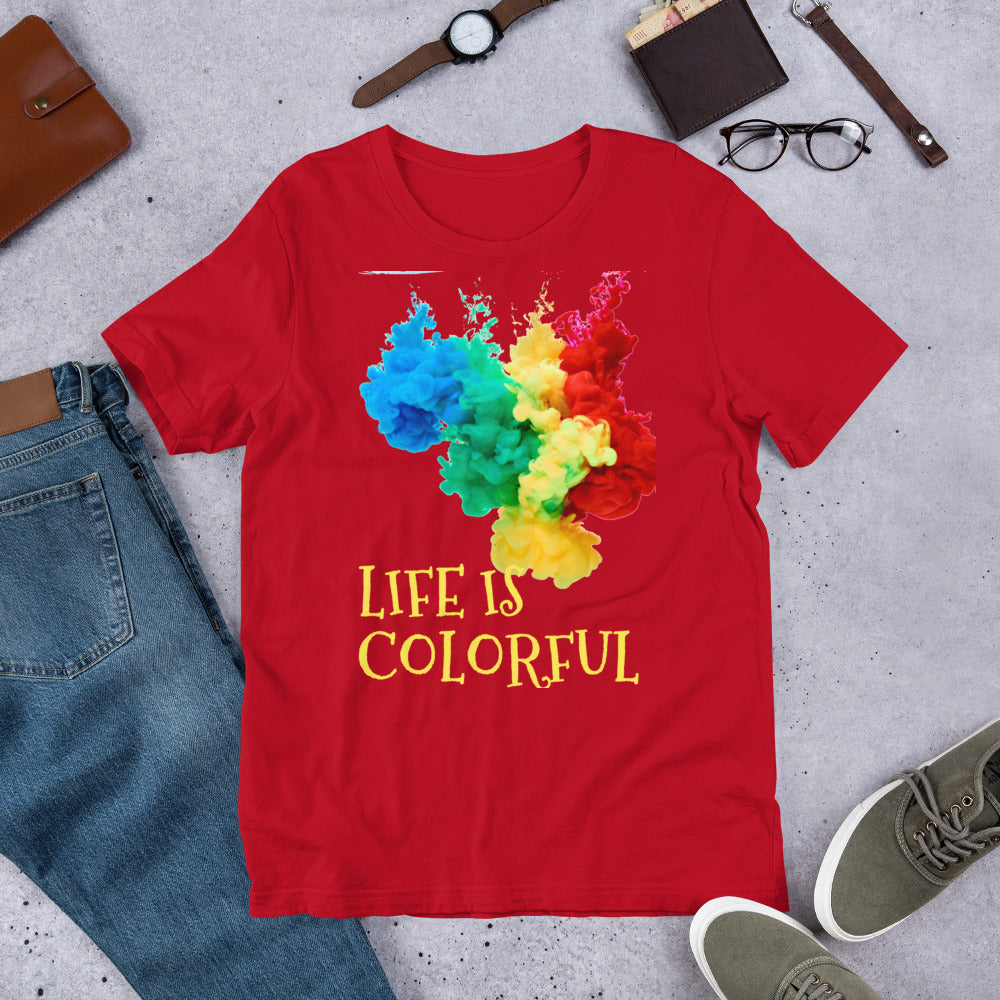 Motivational T-Shirt "LIFE IS COLORFUL" Law of Affirmation Short-Sleeve Unisex T-Shirt