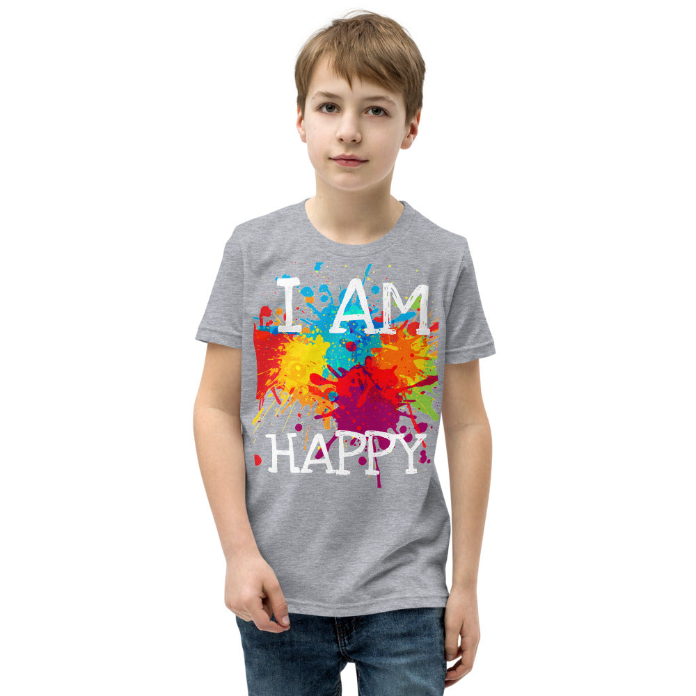 Youth T-Shirt " I AM HAPPY" Positive Motivational & Inspiring Youth Short Sleeve T-Shirt