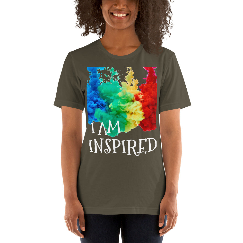 Motivational Unisex T-Shirt  "I AM INSPIRED" Law of Attraction  Short-Sleeve Unisex T-Shirt