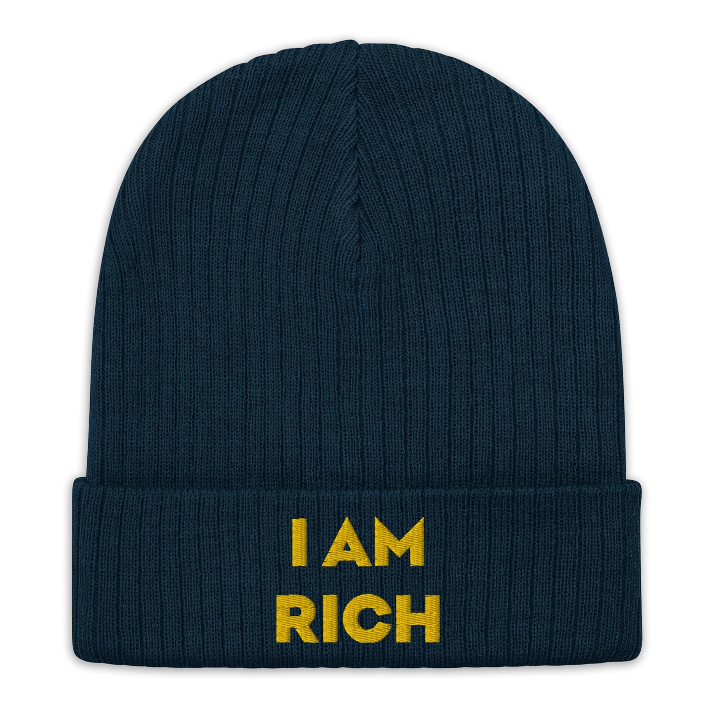 Affirmative Beanie " I am Rich" Ribbed knit Beanie