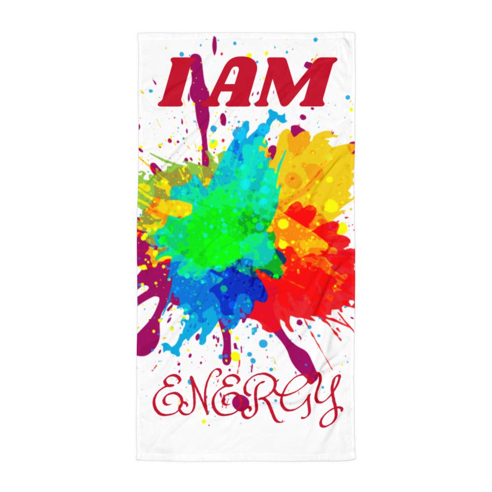 Motivational Towel "I AM ENERGY"  customized Law of Affirmation Beach Towel