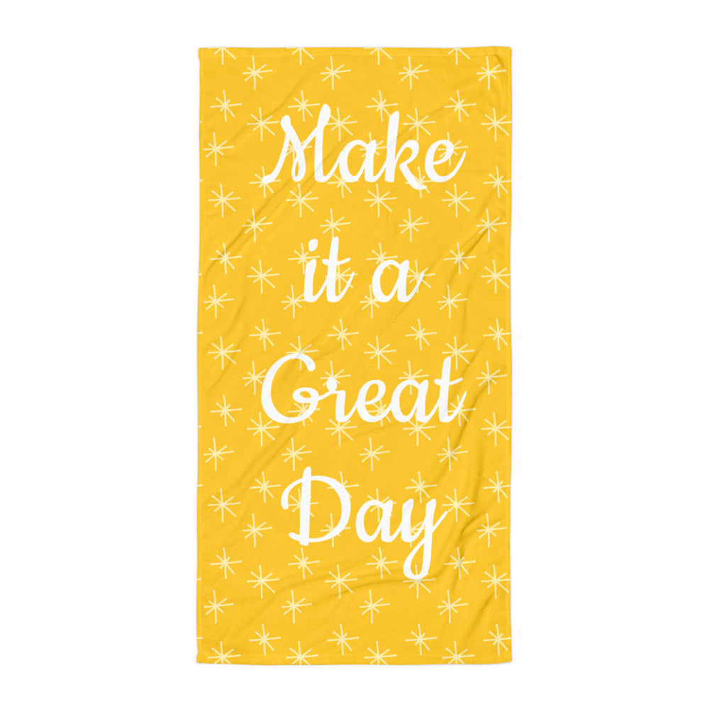 Motivational Towel "Make it a Great Day" Inspirational Law of Affirmation Customized Beach Towel