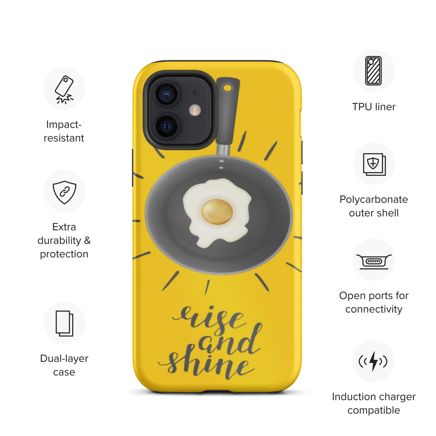 Motivational Tough iPhone case, Rise & Shine