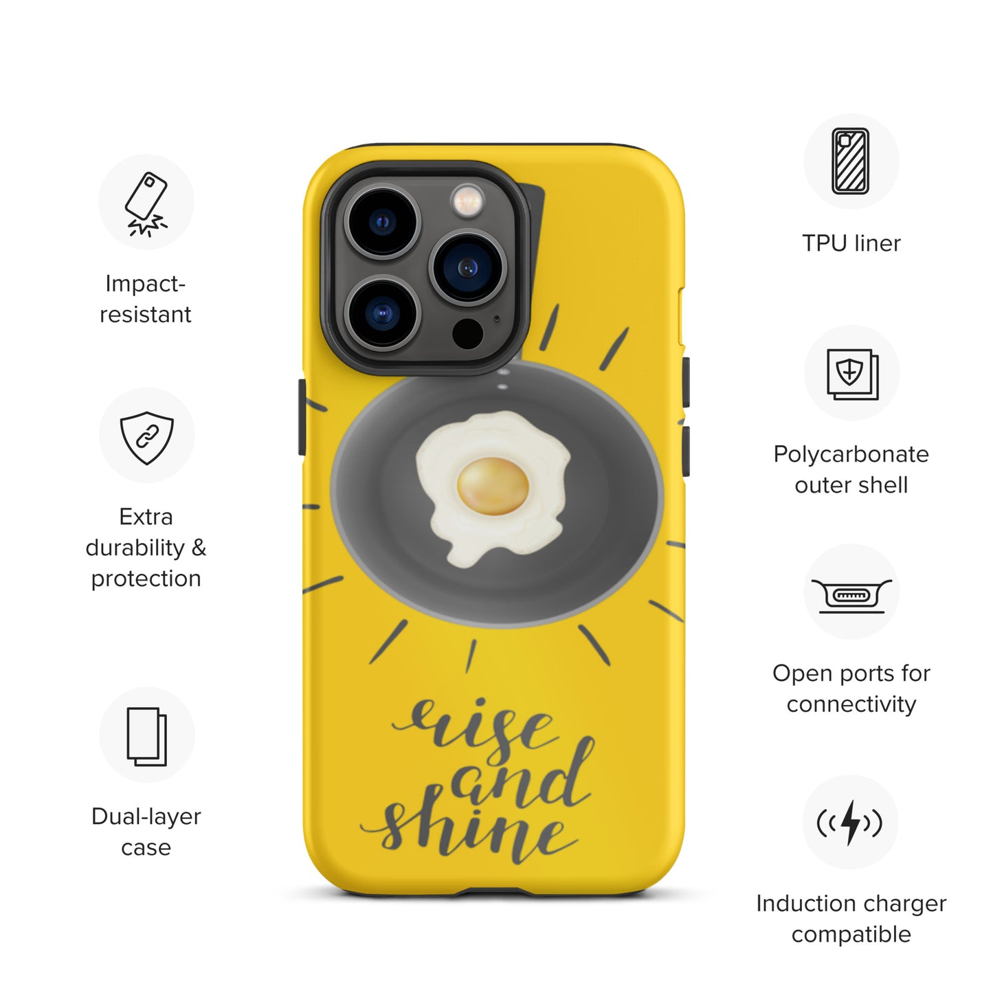 Motivational Tough iPhone case, Rise & Shine