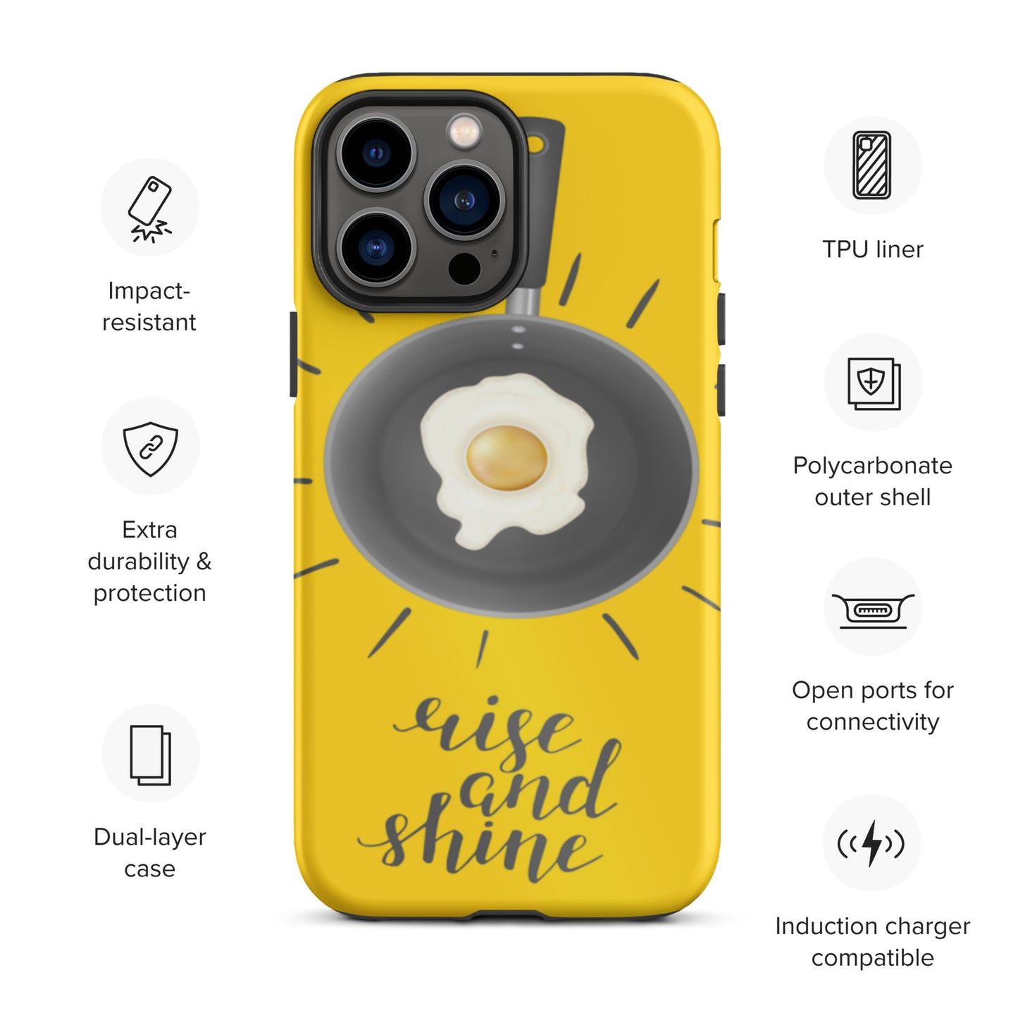 Motivational Tough iPhone case, Rise & Shine