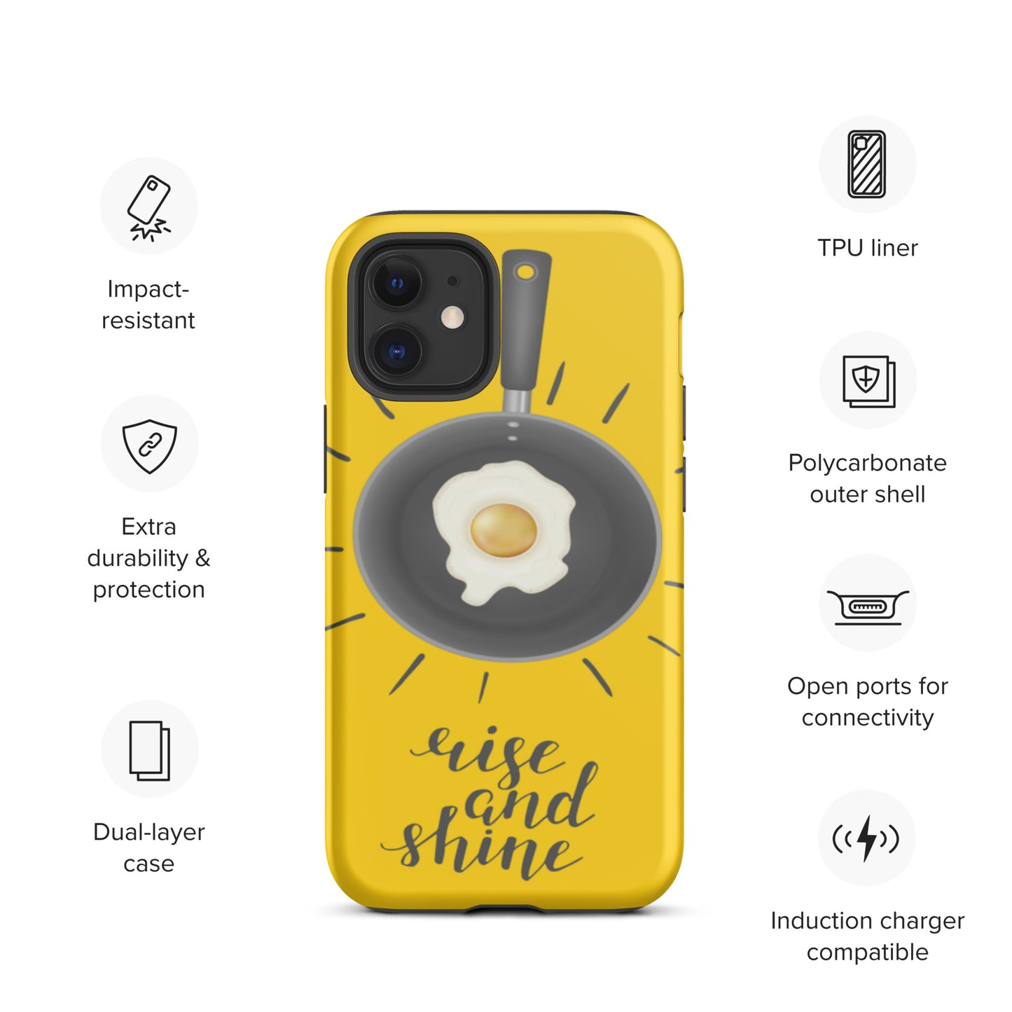 Motivational Tough iPhone case, Rise & Shine