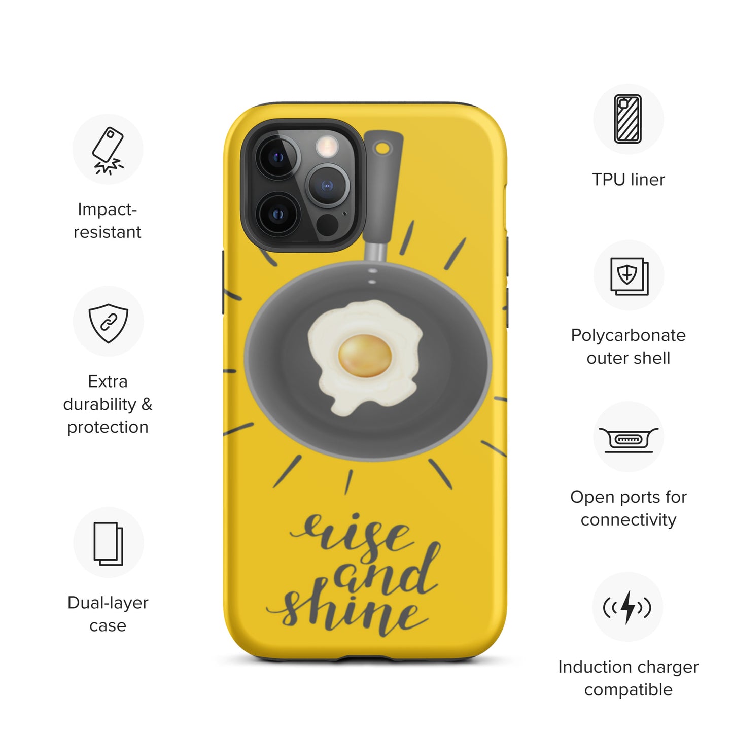 Motivational Tough iPhone case, Rise & Shine