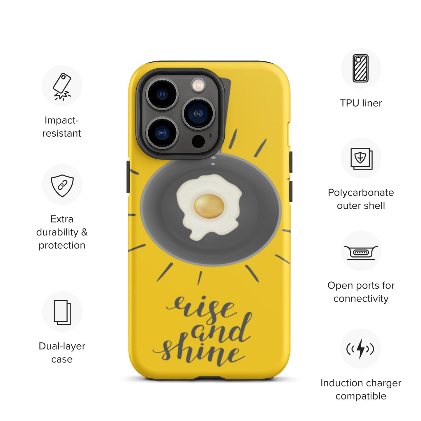 Motivational Tough iPhone case, Rise & Shine