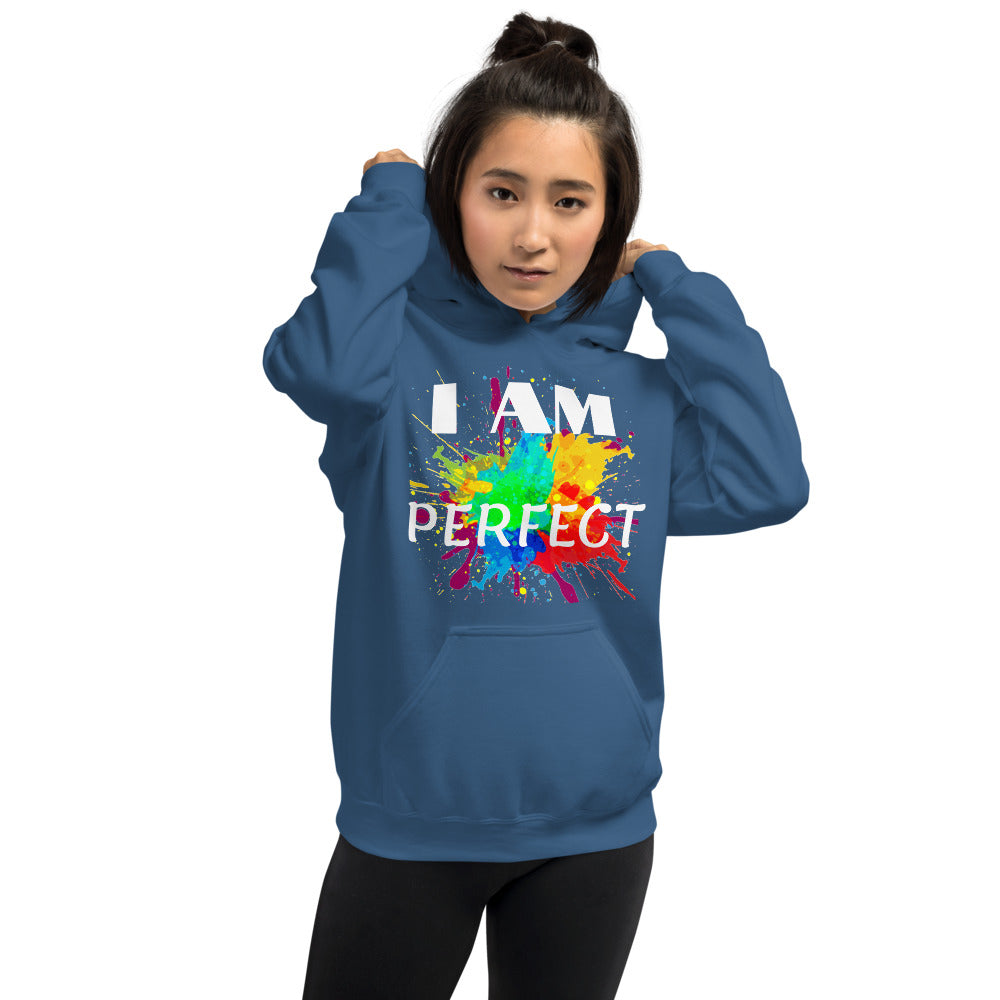 Motivational  Hoodie "I AM PERFECT"  Law of Affirmation Unisex Hoodie waistband with spandex