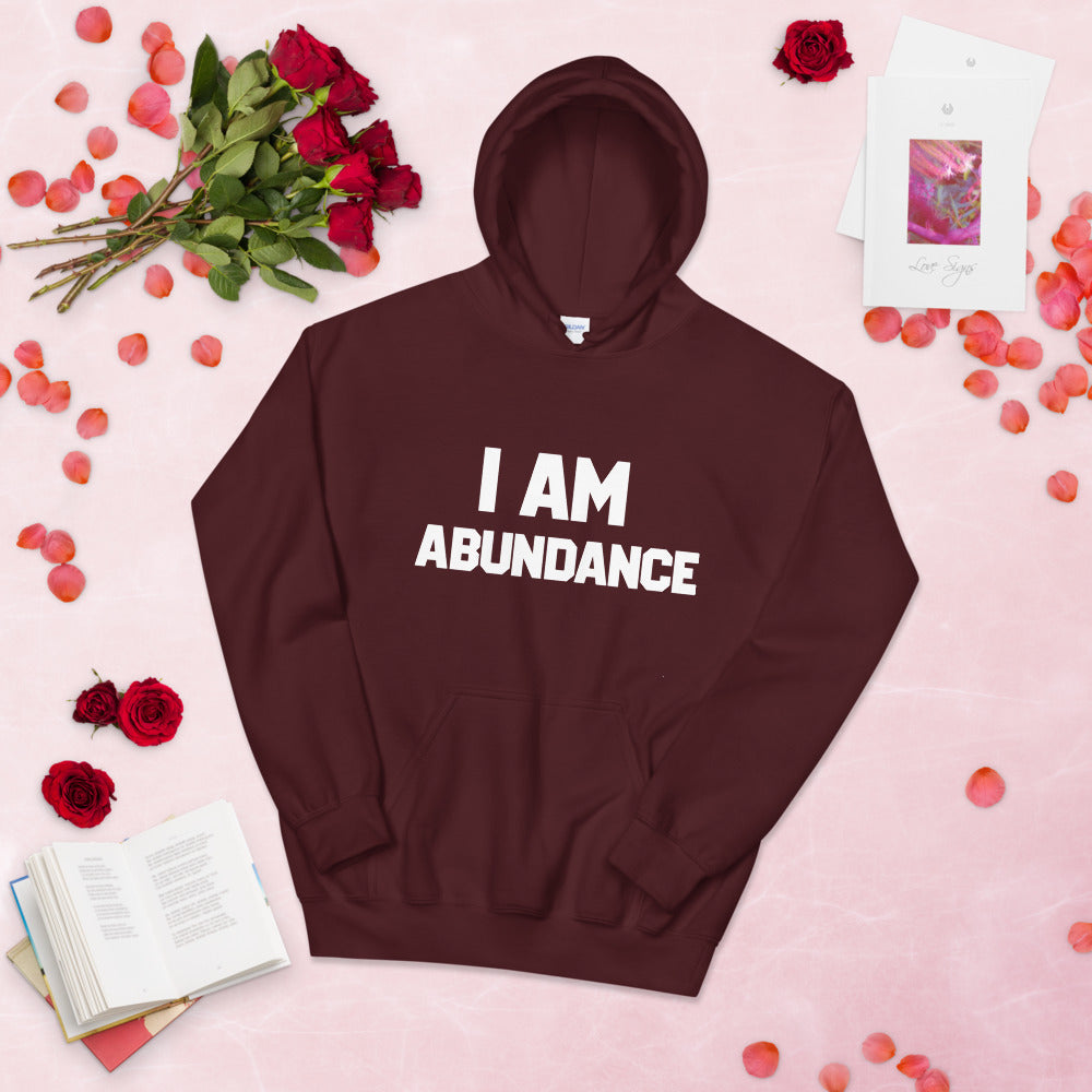 Motivational  Hoodie "I Am Abundance" Inspiring Law of Affirmation Unisex Hoodie