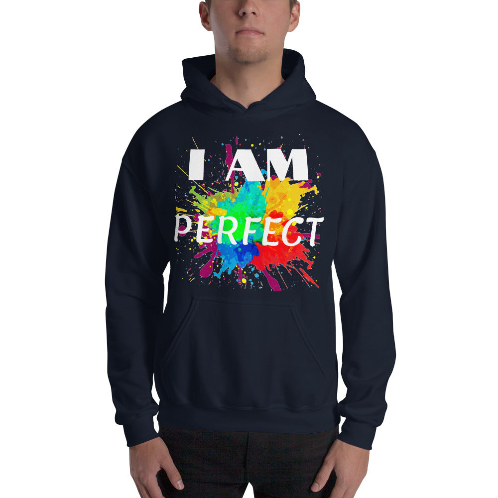 Motivational  Hoodie "I AM PERFECT"  Law of Affirmation Unisex Hoodie waistband with spandex