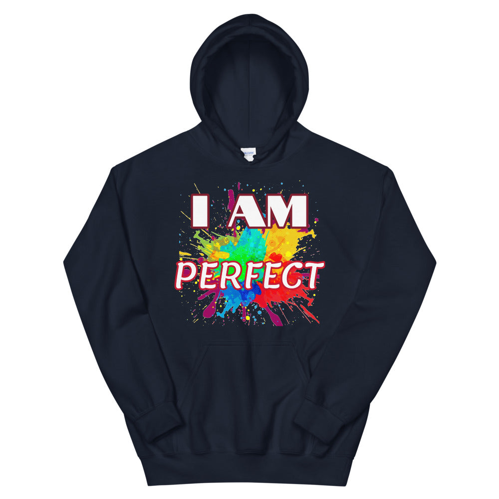 Motivational  Hoodie "I AM PERFECT"  Law of Affirmation Unisex Hoodie waistband with spandex