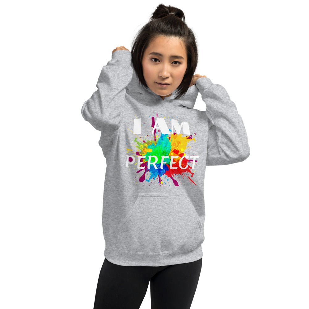 Motivational  Hoodie "I AM PERFECT"  Law of Affirmation Unisex Hoodie waistband with spandex