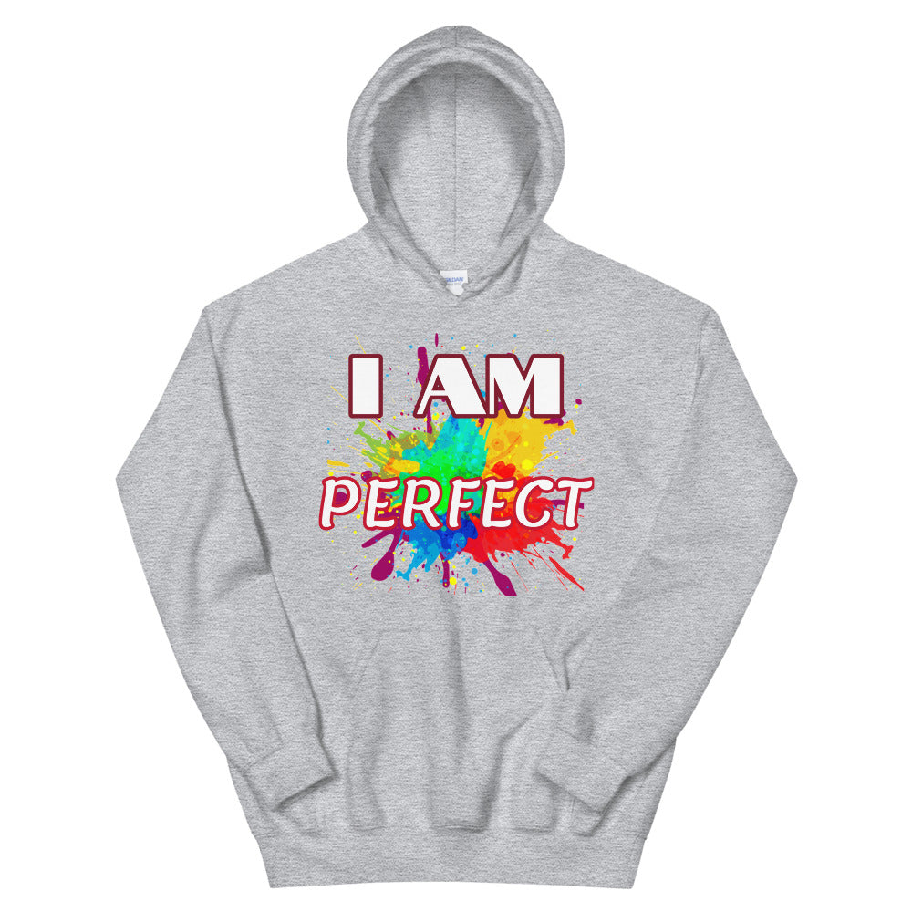 Motivational  Hoodie "I AM PERFECT"  Law of Affirmation Unisex Hoodie waistband with spandex