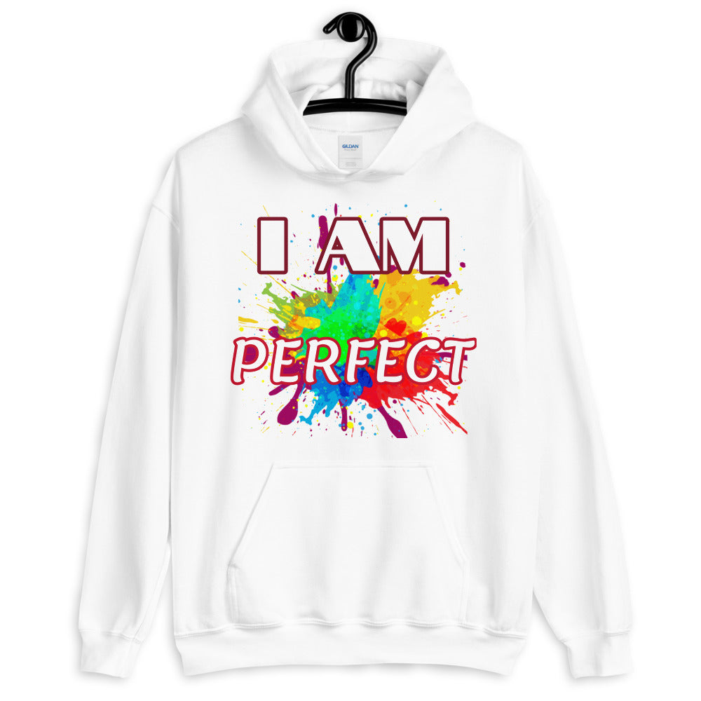 Motivational  Hoodie "I AM PERFECT"  Law of Affirmation Unisex Hoodie waistband with spandex