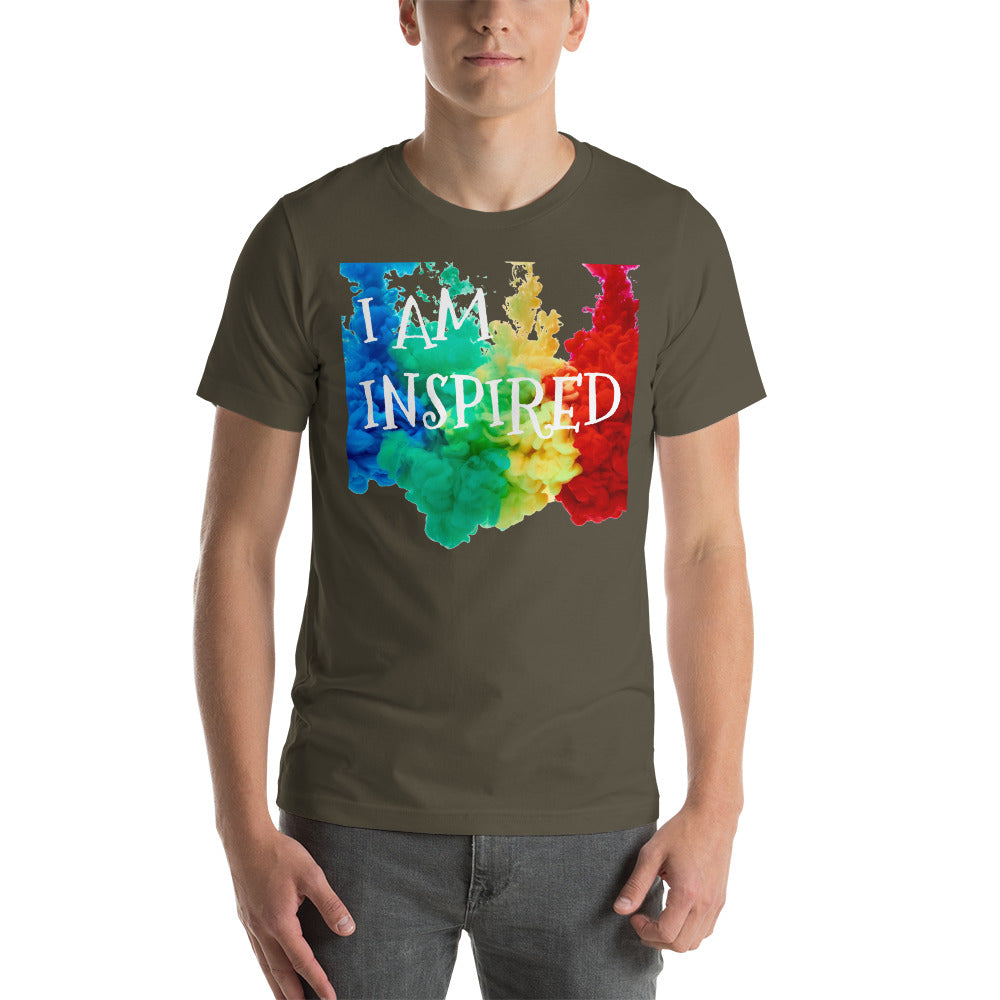 Motivational Unisex T-Shirt  "I AM INSPIRED" Law of Attraction  Short-Sleeve Unisex T-Shirt