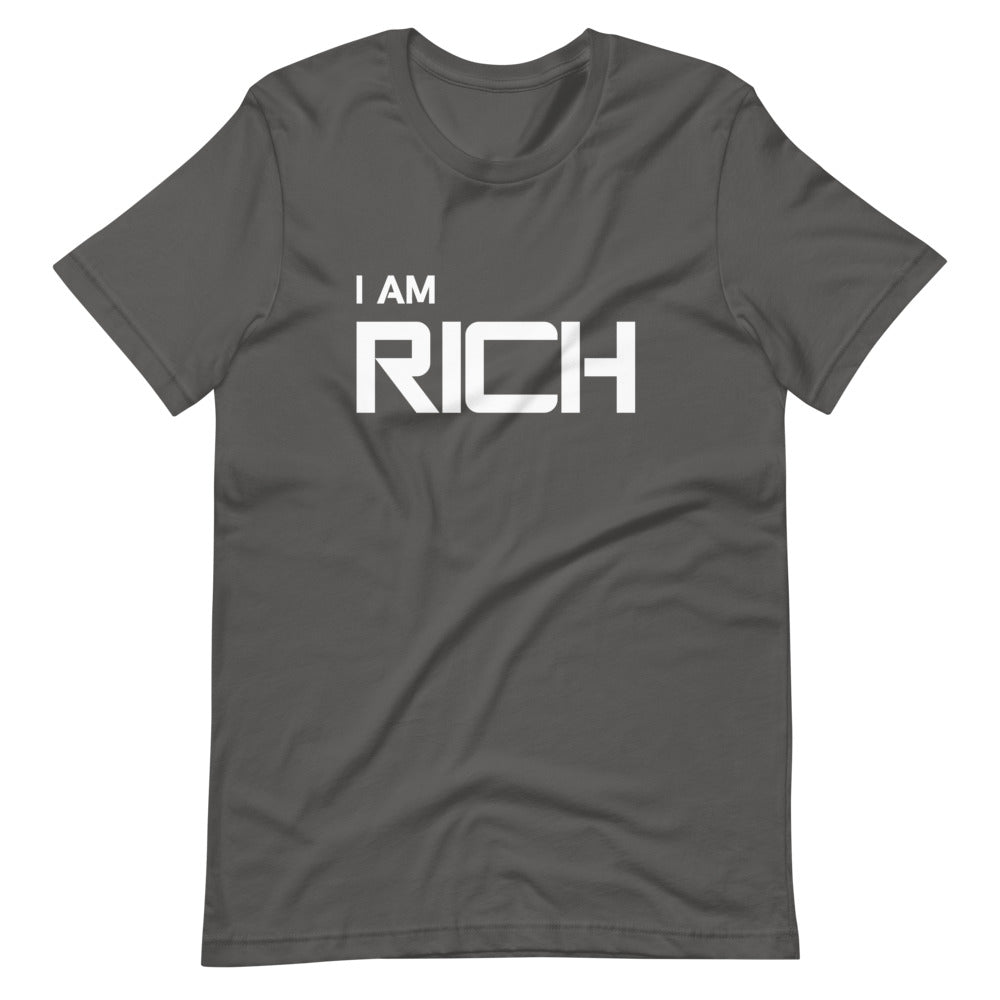 Motivational  T-Shirt. "I AM RICH" Law of Affirmation Short-Sleeve Unisex T-Shirt.