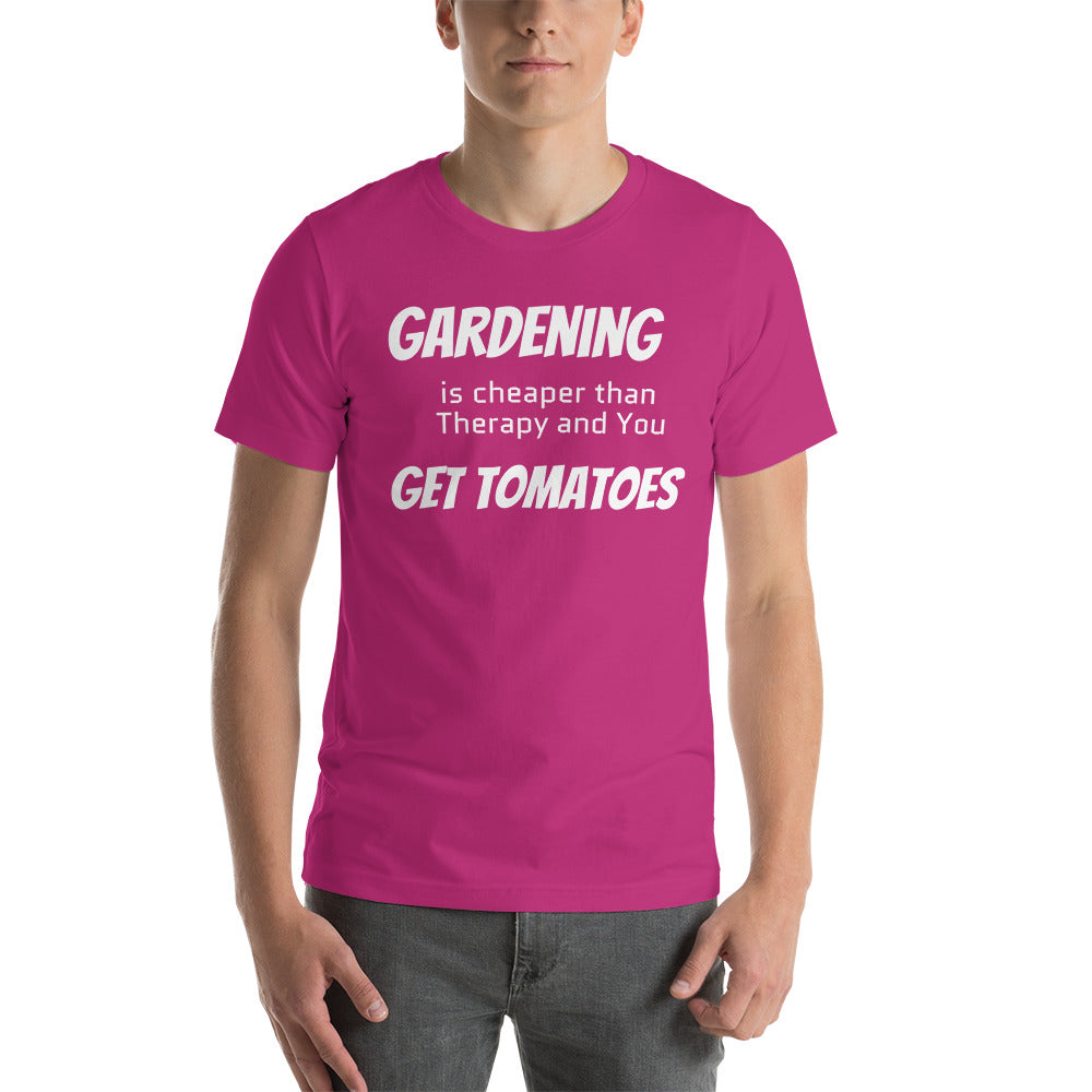 Funny Gardening T-Shirt "Gardening Therapy" Customized Funny Gardening Short-Sleeve Unisex T-Shirt