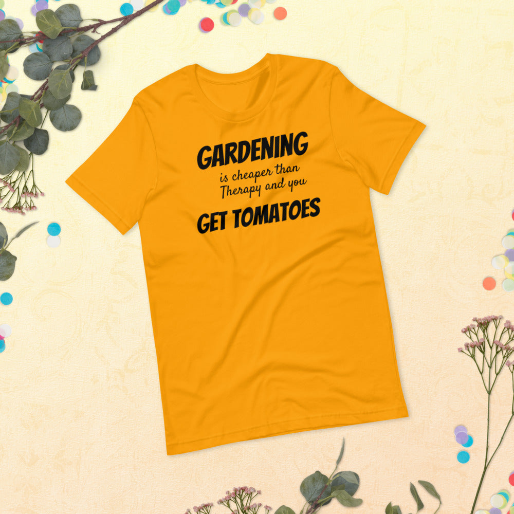 Funny Gardening T-Shirt "Gardening Therapy" Customized Funny Gardening Short-Sleeve Unisex T-Shirt