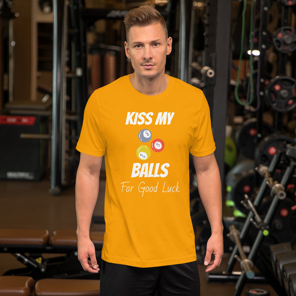 Funny Billiard T-Shirt "Kiss My Balls" Exclusive  Unisex T-Shirt for Snooker Player and Fans