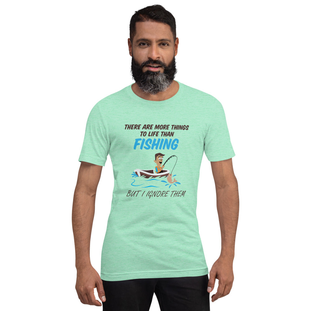 Funny Fishing T-Shirt "Ignore Many thing but Fishing" Customized Short-Sleeve Unisex T-Shirt for