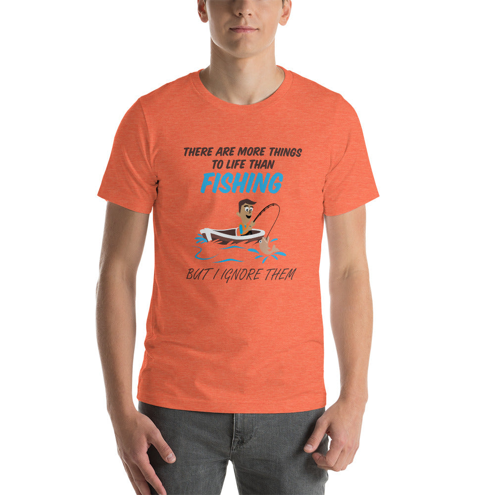 Funny Fishing T-Shirt "Ignore Many thing but Fishing" Customized Short-Sleeve Unisex T-Shirt for