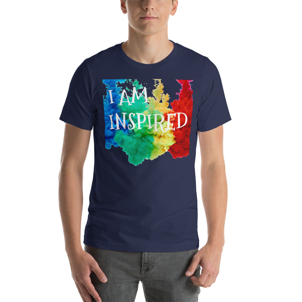 Motivational Unisex T-Shirt  "I AM INSPIRED" Law of Attraction  Short-Sleeve Unisex T-Shirt