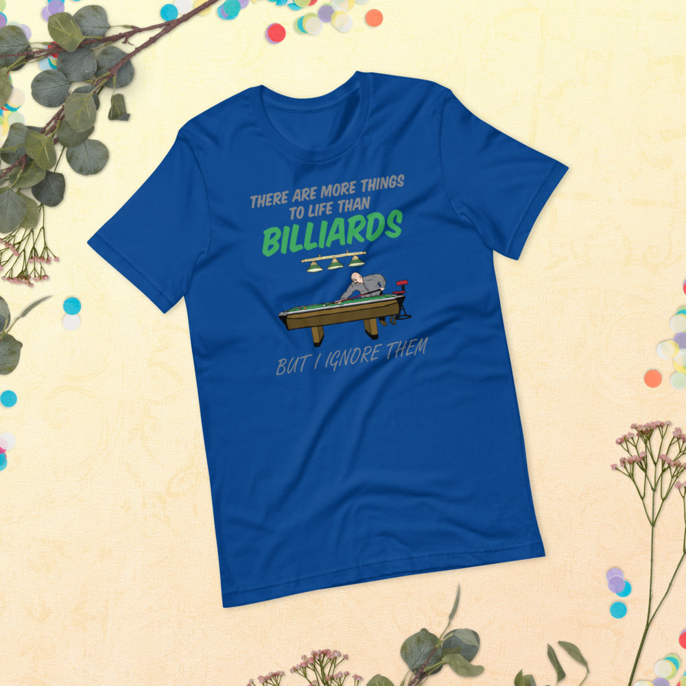 Funny Billiard T-shirt "I Love Billiard" Customized Short-Sleeve Unisex T-Shirt for Billiard Lover