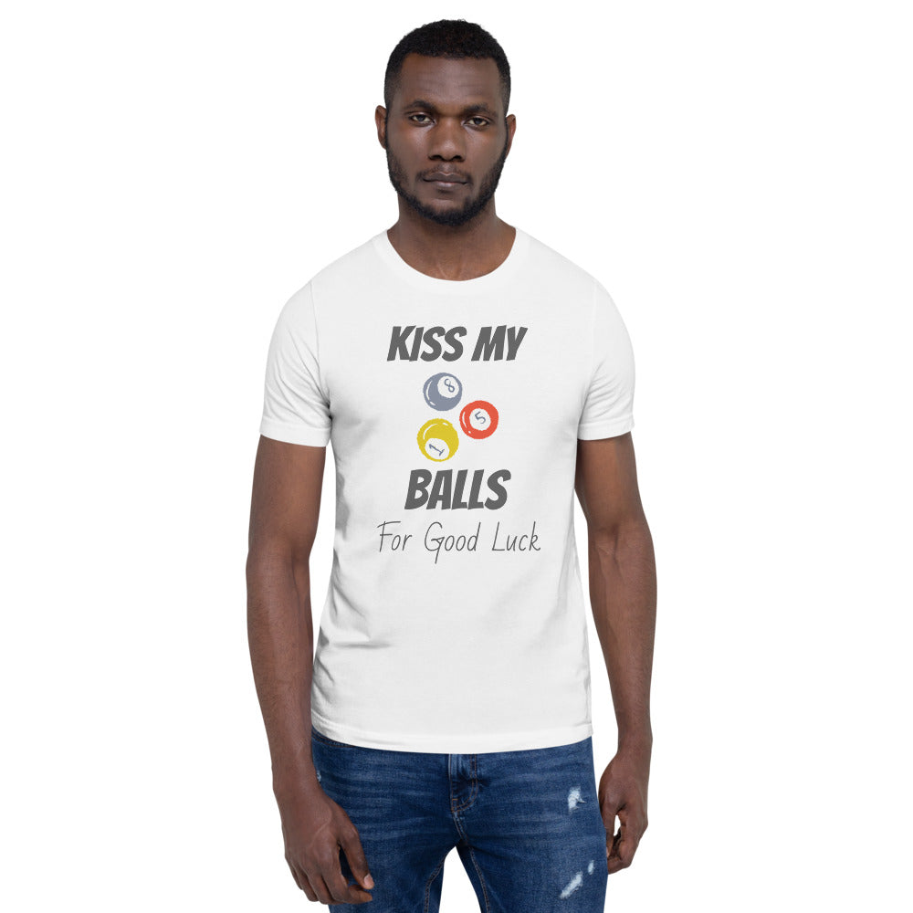 Funny Billiard T-Shirt "Kiss My Balls" Exclusive  Unisex T-Shirt for Snooker Player and Fans