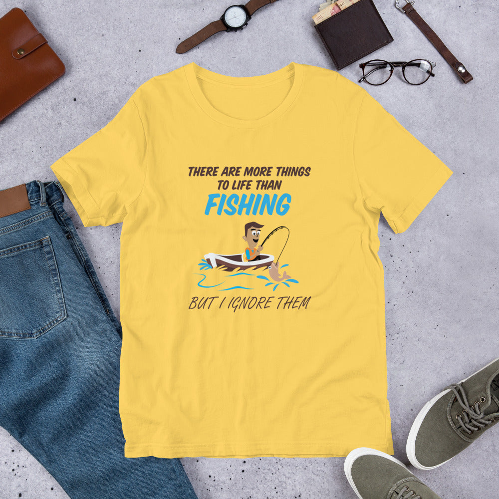 Funny Fishing T-Shirt "Ignore Many thing but Fishing" Customized Short-Sleeve Unisex T-Shirt for