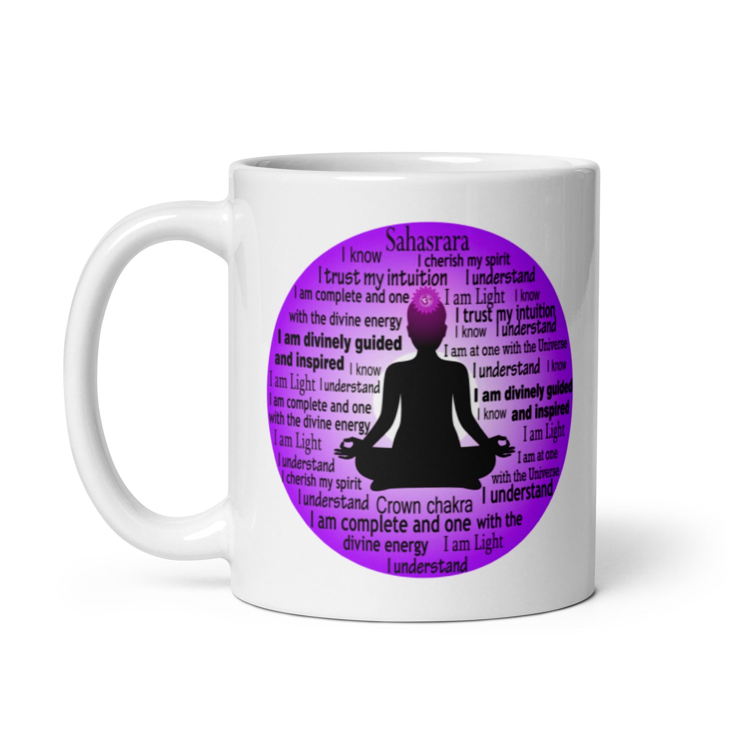 Chakra Mug " I AM DEFINITELY GUIDED"   Inspiring Law of Affirmation Crown Chakra Coffee Mug