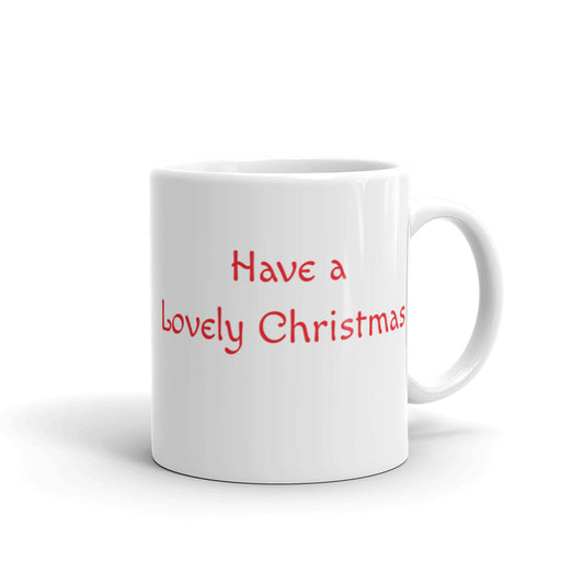 Christmas Gift Mug "Lovely Christmas" Holiday Season White glossy mug