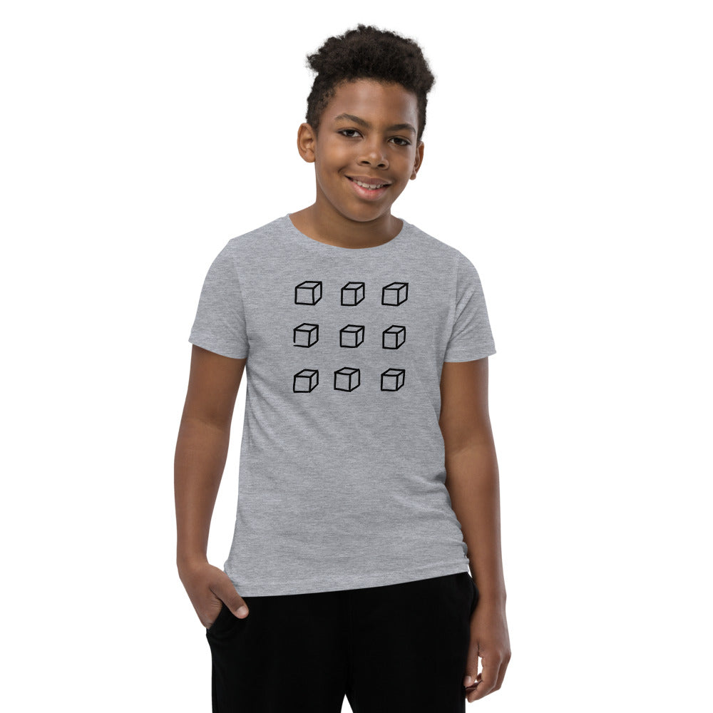 Customized Youth T-Shirt " 3D Box" Motivational design Youth Short Sleeve Unisex T-Shirt