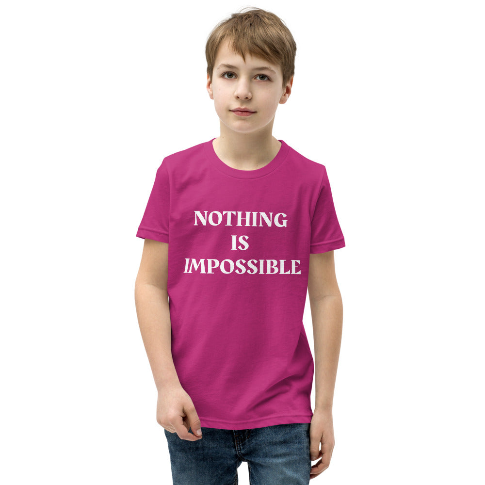 Motivational Youth T-Shirt "Nothing is Impossible" Inspiring Law of Attraction Youth Short Sleeve Unisex T-Shirt