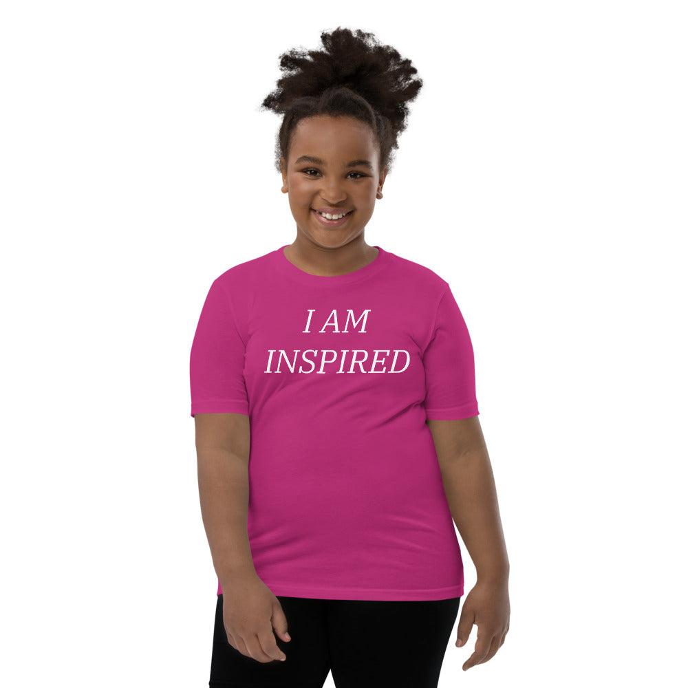 Motivational Youth T-Shirt" I am Inspired" Inspiring Law of Affirmation Youth Short Sleeve Unisex T-Shirt