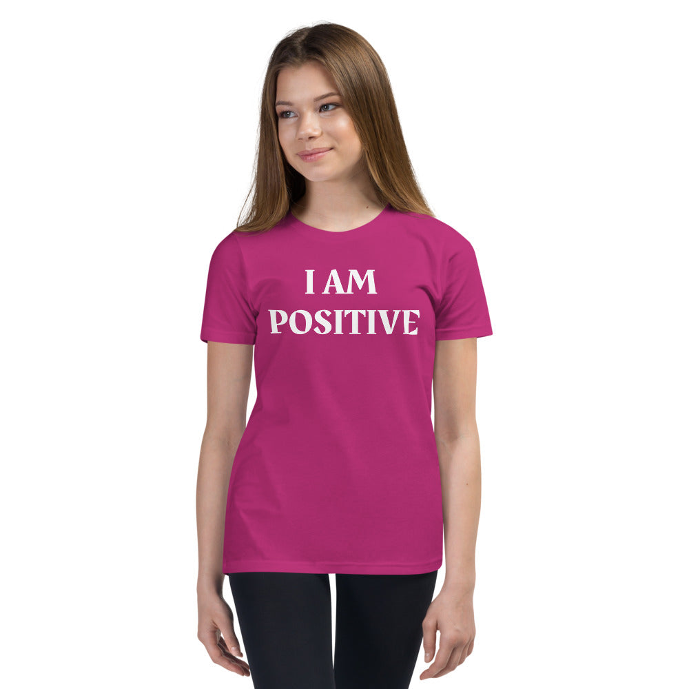 Motivational Youth T-Shirt "I am Positive" inspiring Law of Affirmation Youth Short Sleeve Unisex T-Shirt