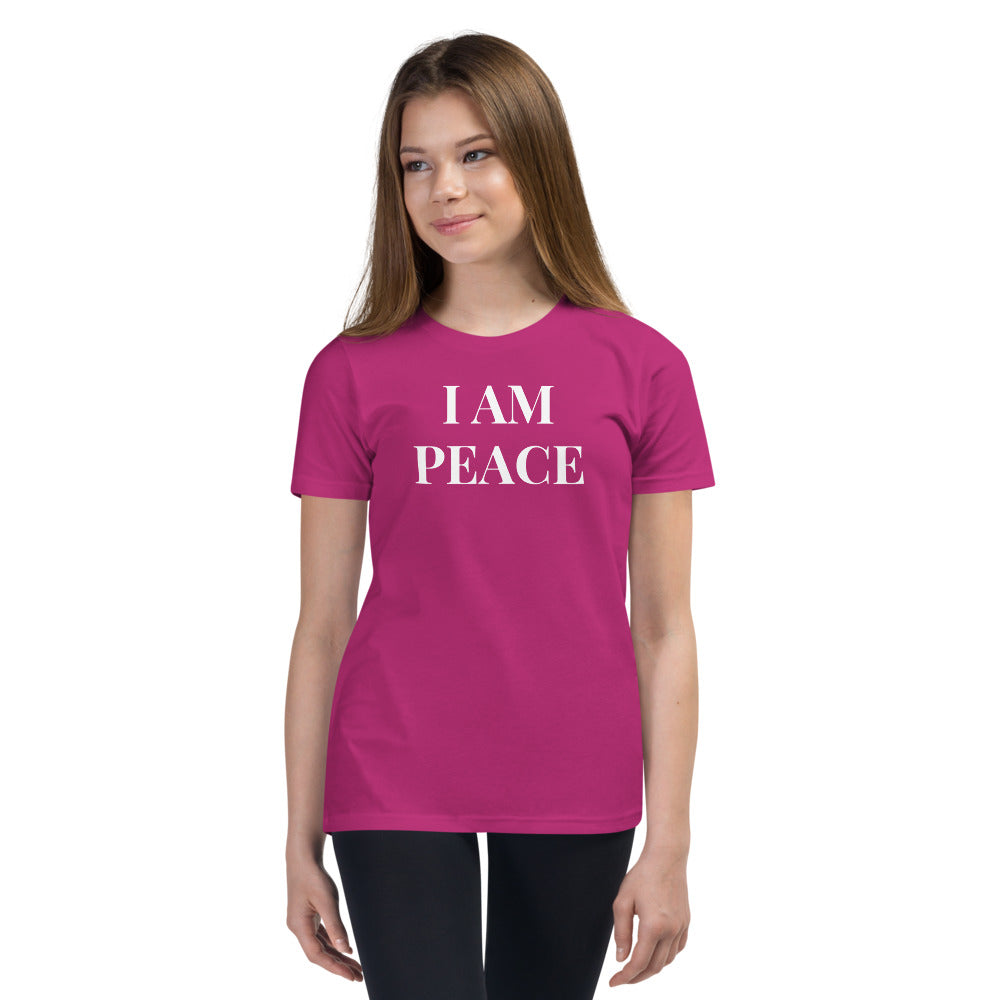 Motivational Youth T-Shirt "I am Peace" Inspiring Law of Affirmation Youth Short Sleeve Unisex T-Shirt